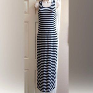 Pretty Young Thing Maxi Long Dress, Butterfly Back, Black and Gray Stripes